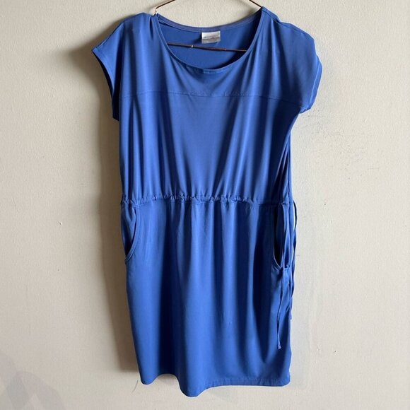 Columbia Women Short Sleeve Draw String Waist Round Neck Dress Blue Size Medium - Picture 1 of 13